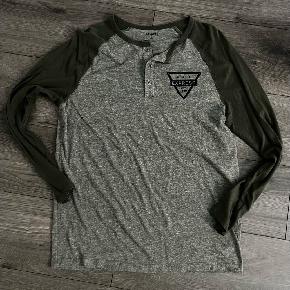 Express men’s baseball style long sleeve tee!